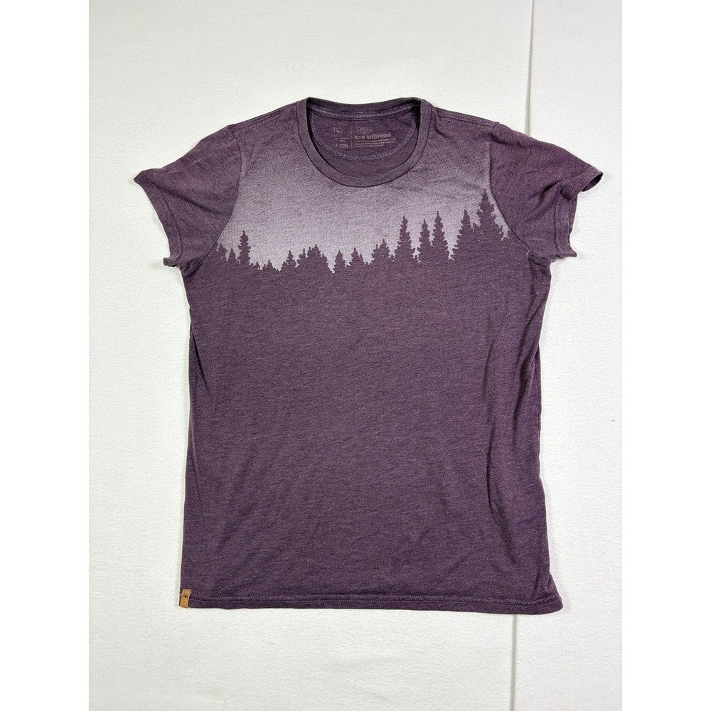 Tentree Womens Large Purple Eco Triblend Forest Graphic T-Shirt Short Sleeve Tee